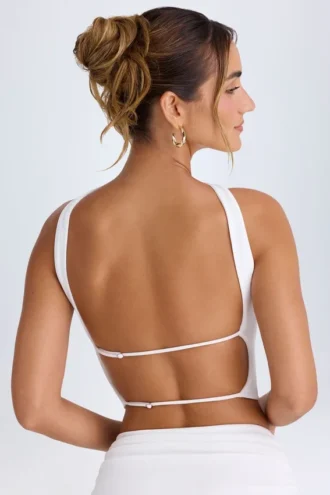 Top a fascia con dettaglio choker Khai in bianco