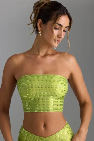 Top a fascia con spalline decorate Nanaka in verde pera