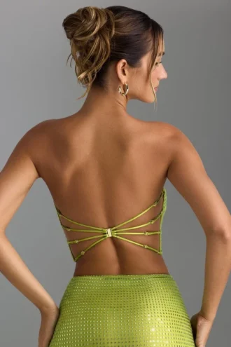 Top a fascia con spalline decorate Nanaka in verde pera