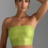 Top a fascia con spalline decorate Nanaka in verde pera