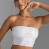 Top a fascia con spalline incrociate sul retro e decorazioni Nanaka in bianco