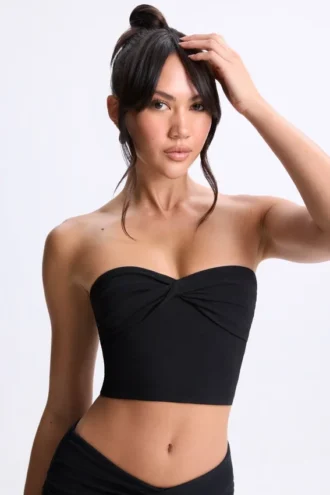 Top a fascia Edie in Modal con intreccio sul davanti, colore nero