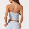 Top a fascia in jersey a costine a righe blu Top a fascia in jersey a costine a righe blu