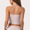 Top a fascia in jersey a costine a righe rosa