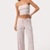 Top a fascia in jersey a costine a righe rosa