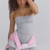 Top a fascia Soft Active con bordi a contrasto in grigio melange