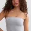 Top a fascia Soft Active con bordi a contrasto in grigio melange