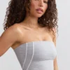 Top a fascia Soft Active con bordi a contrasto in grigio melange