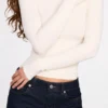 Top a maniche lunghe con arricciature in modal a coste Luisa, color avorio Top a maniche lunghe con arricciature in modal a coste Luisa, color avorio