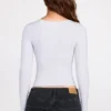 Top a maniche lunghe con arricciature in modal a coste Luisa in grigio Top a maniche lunghe con arricciature in modal a coste Luisa in grigio