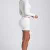 Mini gonna a vita media con arricciature in modal Cali, colore bianco Mini gonna a vita media con arricciature in modal Cali, colore bianco