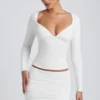 Mini gonna a vita media con arricciature in modal Cali, colore bianco Mini gonna a vita media con arricciature in modal Cali, colore bianco