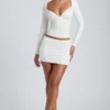 Mini gonna a vita media con arricciature in modal Cali, colore bianco Mini gonna a vita media con arricciature in modal Cali, colore bianco