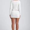 Mini gonna a vita media con arricciature in modal Cali, colore bianco Mini gonna a vita media con arricciature in modal Cali, colore bianco