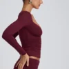 Top a maniche lunghe con ruches Emry in modal color prugna Top a maniche lunghe con ruches Emry in modal color prugna