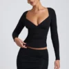 Top a maniche lunghe con ruches Emry in modal nero Top a maniche lunghe con ruches Emry in modal nero