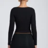 Top a maniche lunghe con ruches Emry in modal nero Top a maniche lunghe con ruches Emry in modal nero