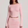 Mini gonna a vita media con ruches in Modal Cali, colore rosa Mini gonna a vita media con ruches in Modal Cali, colore rosa