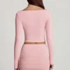 Mini gonna a vita media con ruches in Modal Cali, colore rosa Mini gonna a vita media con ruches in Modal Cali, colore rosa