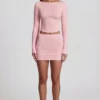 Mini gonna a vita media con ruches in Modal Cali, colore rosa Mini gonna a vita media con ruches in Modal Cali, colore rosa