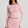 Mini gonna a vita media con ruches in Modal Cali, colore rosa Mini gonna a vita media con ruches in Modal Cali, colore rosa