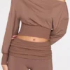 Pantaloni Thea in Modal a vita bassa e gamba dritta in color moka Pantaloni Thea in Modal a vita bassa e gamba dritta in color moka
