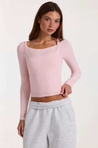 Top a strati in modal  colore Blush Marl