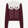 Top aderente a maniche lunghe in maglia color bordeaux Top aderente a maniche lunghe in maglia color bordeaux