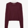 Top aderente a maniche lunghe in maglia color bordeaux Top aderente a maniche lunghe in maglia color bordeaux