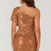 Top asimmetrico monospalla con decorazioni Callista in bronzo Top asimmetrico monospalla con decorazioni Callista in bronzo
