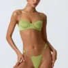 Slip Bikini con spalline larghe e decorazioni Sunray in verde pera Slip Bikini con spalline larghe e decorazioni Sunray in verde pera