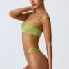 Slip Bikini con spalline larghe e decorazioni Sunray in verde pera Slip Bikini con spalline larghe e decorazioni Sunray in verde pera