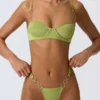 Slip Bikini con spalline larghe e decorazioni Sunray in verde pera Slip Bikini con spalline larghe e decorazioni Sunray in verde pera