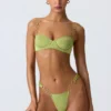 Slip Bikini con spalline larghe e decorazioni Sunray in verde pera Slip Bikini con spalline larghe e decorazioni Sunray in verde pera