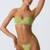 Slip Bikini con spalline larghe e decorazioni Sunray in verde pera Slip Bikini con spalline larghe e decorazioni Sunray in verde pera
