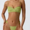 Slip Bikini con spalline larghe e decorazioni Sunray in verde pera Slip Bikini con spalline larghe e decorazioni Sunray in verde pera