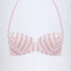 Top bikini a balconcino con ferretto e scollo all’americana Ascona a righe malva Top bikini a balconcino con ferretto e scollo all’americana Ascona a righe malva