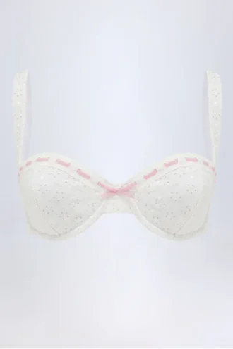 Top bikini a balconcino con ferretto Ravello in broderie anglaise, bianco Top bikini a balconcino con ferretto Ravello in broderie anglaise, bianco