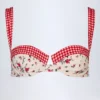 Top bikini a balconcino con ferretto Vallibona in rosso a fiori Top bikini a balconcino con ferretto Vallibona in rosso a fiori