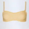 Top bikini a fascia con volant Portbou in quadretti gialli Top bikini a fascia con volant Portbou in quadretti gialli