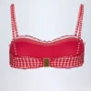 Top bikini a fascia con volant Portbou in quadretti rossi Top bikini a fascia con volant Portbou in quadretti rossi