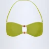 Top bikini a fascia Manava con perline in verde oliva Top bikini a fascia Manava con perline in verde oliva