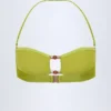 Top bikini a fascia Manava con perline in verde oliva Top bikini a fascia Manava con perline in verde oliva