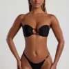 Top bikini a fascia Praslin con perline in nero Top bikini a fascia Praslin con perline in nero