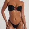 Top bikini a fascia Praslin con perline in nero Top bikini a fascia Praslin con perline in nero