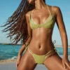 Slip Bikini a fascia a strati metallizzati Kisawa in verde Slip Bikini a fascia a strati metallizzati Kisawa in verde