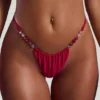 Top bikini a triangolo Cabo con decorazioni in perline, colore rosa lampone Top bikini a triangolo Cabo con decorazioni in perline, colore rosa lampone