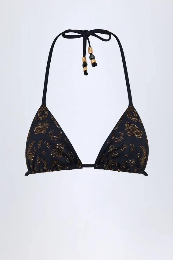 Top bikini a triangolo Comoros con dettagli decorativi in nero Top bikini a triangolo Comoros con dettagli decorativi in nero