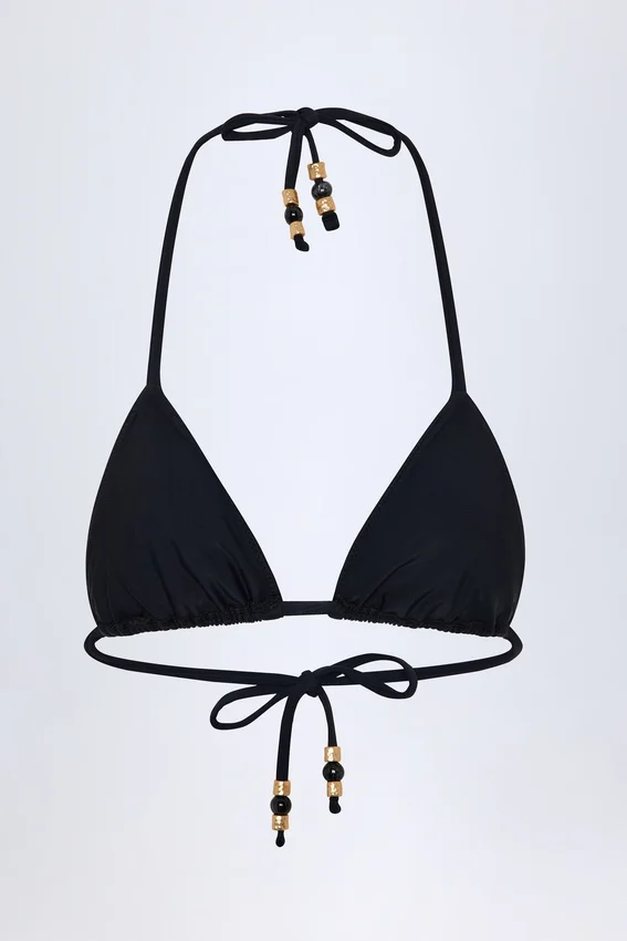 Top bikini a triangolo Comoros con dettagli decorativi in nero Top bikini a triangolo Comoros con dettagli decorativi in nero