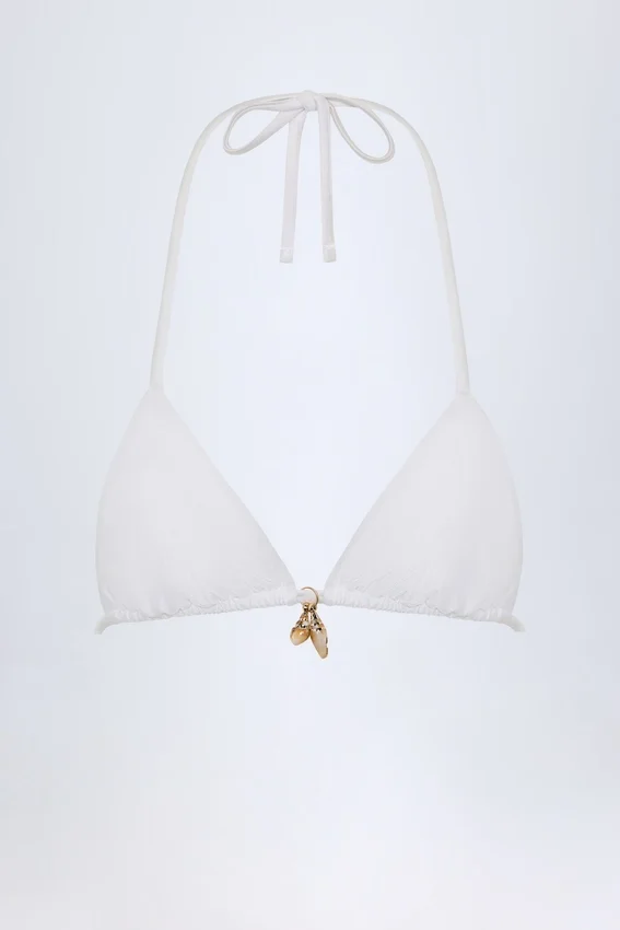 Top bikini a triangolo con dettagli charm Comoros in bianco Top bikini a triangolo con dettagli charm Comoros in bianco